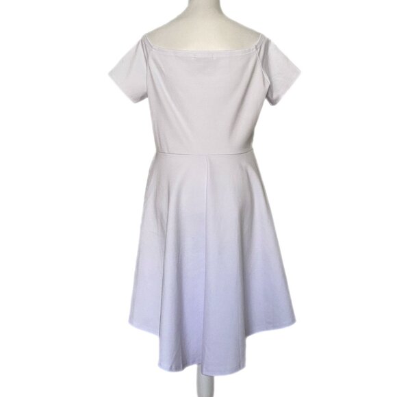 Sarin Mathews White Off The Shoulder Short Sleeve High Low Cocktail Dress XL - Picture 6 of 6